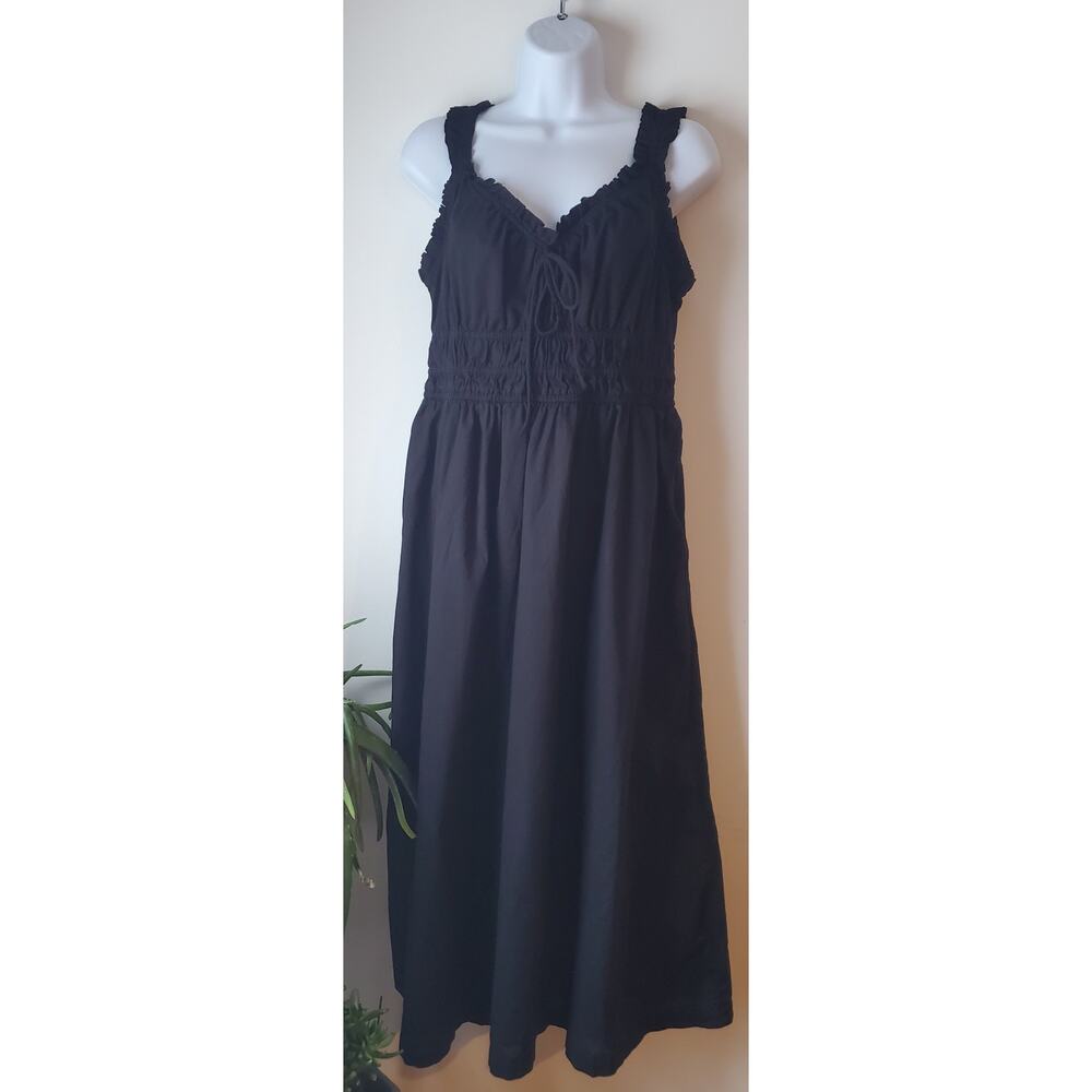 Old Navy Womens Black Cotton Milkmaid Peasant Dress Size M Beach Whimsygoth